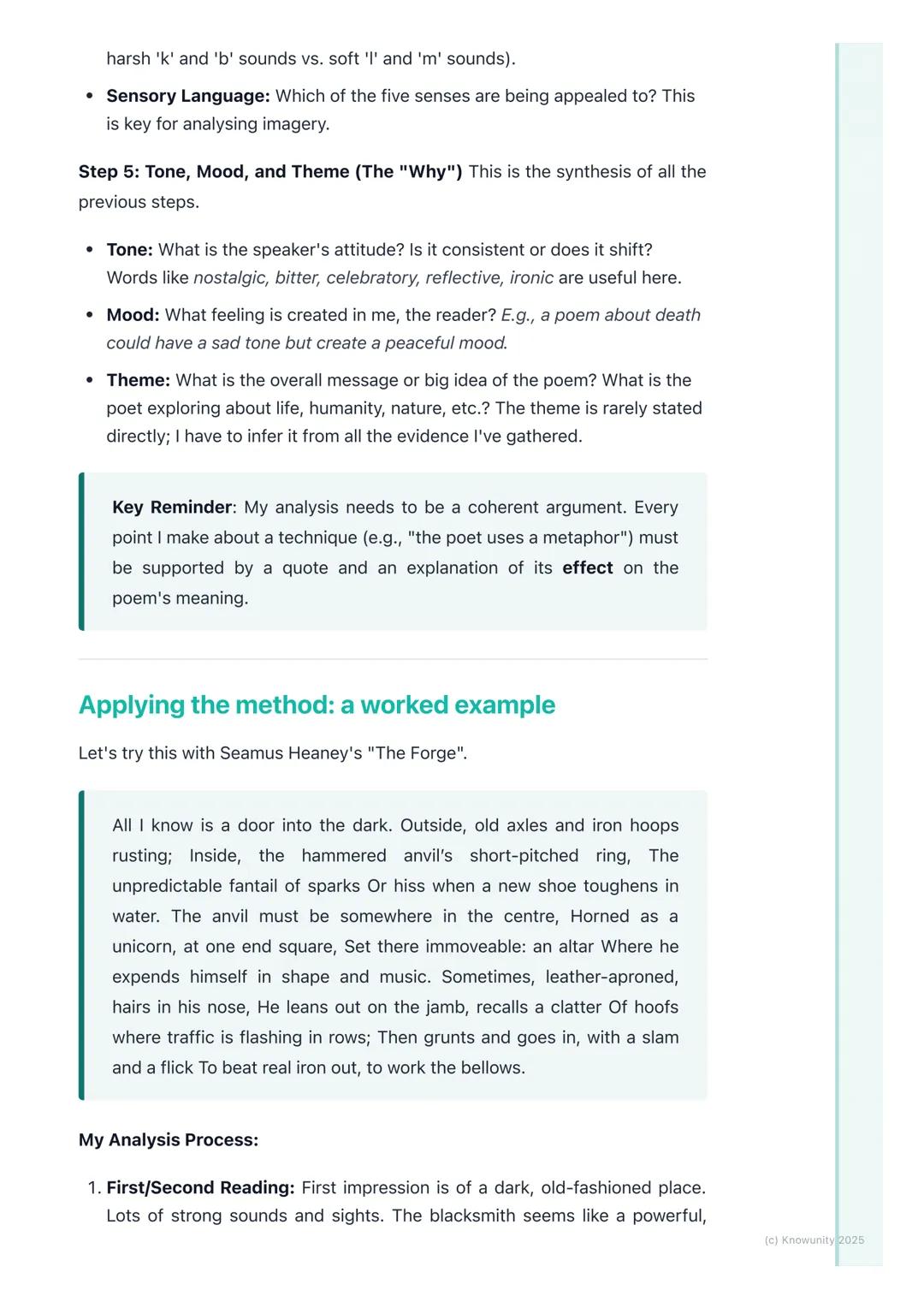 # Analysing Unseen Poetry

My approach to unseen poetry

This is a key part of the exam, so I need a solid, repeatable strategy. The goal
is