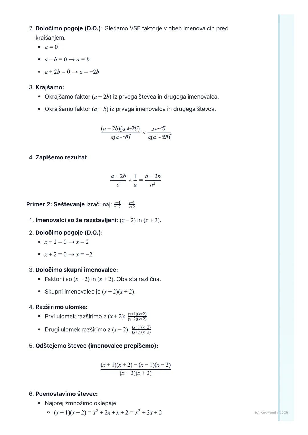 # Algebrski ulomki

Uvod v algebrske ulomke

Algebrski ulomki so v bistvu posplošitev navadnih ulomkov, s katerimi že
znamo računati. Razlik