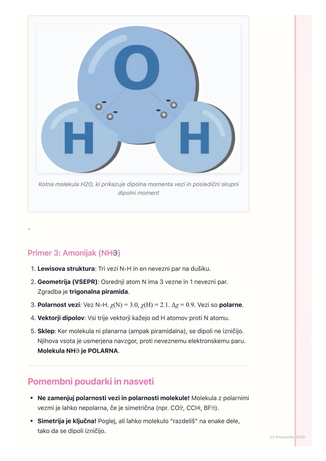 # Polarnost vezi in molekul

Uvod v polarnost

Polarnost je ključen koncept za razumevanje, kako se molekule obnašajo in
medsebojno delujejo