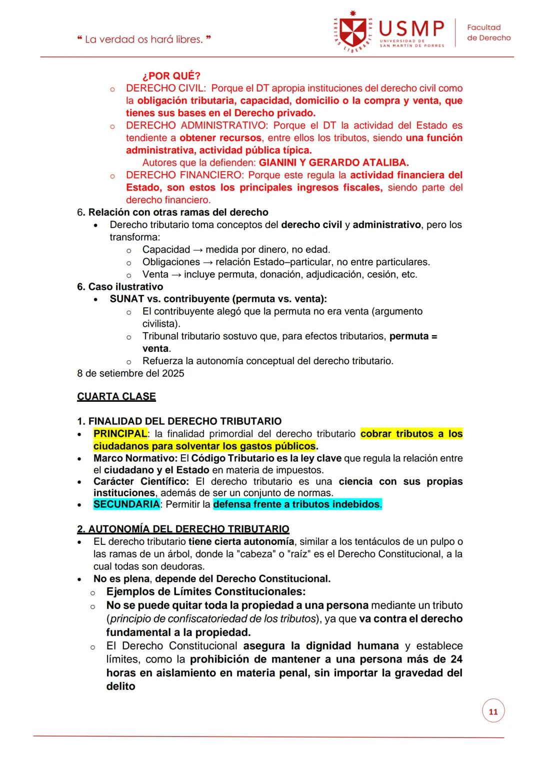 "La verdad os hará libres."

USMP
UNIVERSIDAD DI
Facultad
de Derecho
PRIMERA CLASE → Mera introducción al syllabus del ciclo 2025-11

26 DE 