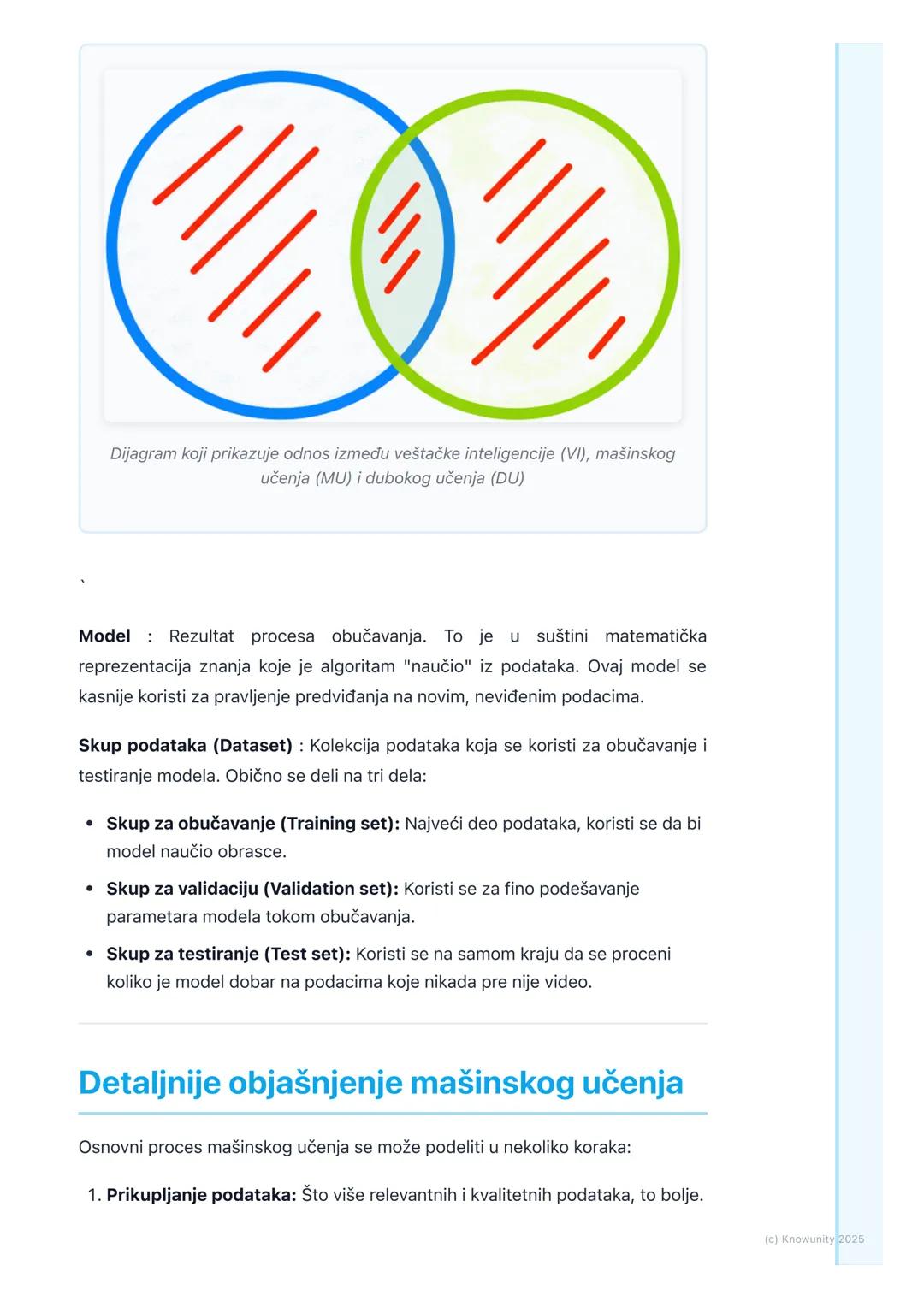 # Veštačka inteligencija i
mašinsko učenje

Uvod u veštačku inteligenciju (VI)

Veštačka inteligencija je široka oblast računarstva koja se 