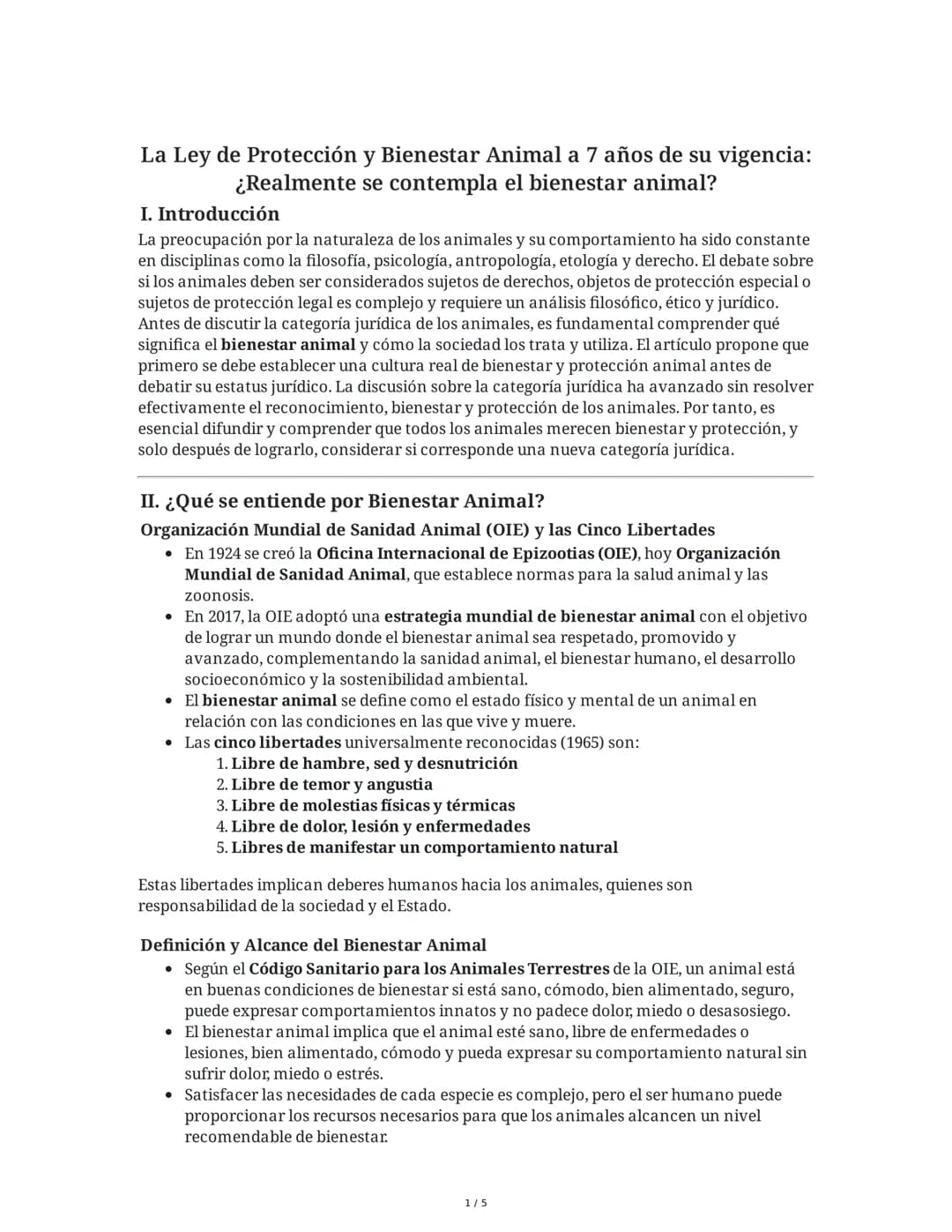 La Ley de Protección y Bienestar Animal a 7 años de su vigencia:
¿Realmente se contempla el bienestar animal?
I. Introducción
La preocupació