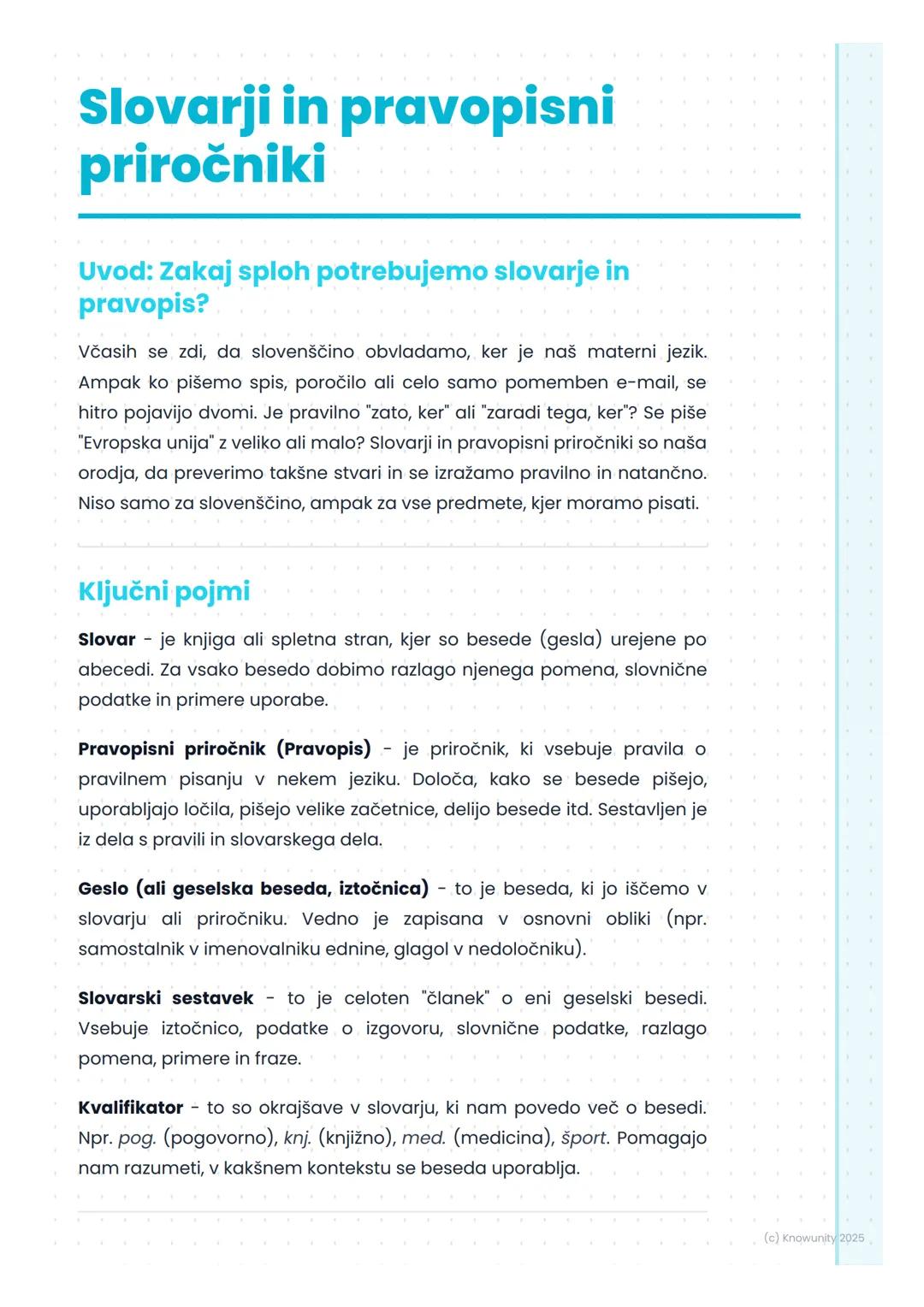 # Slovarji in pravopisni
priročniki

Uvod: Zakaj sploh potrebujemo slovarje in
pravopis?

Včasih se zdi, da slovenščino obvladamo, ker je na