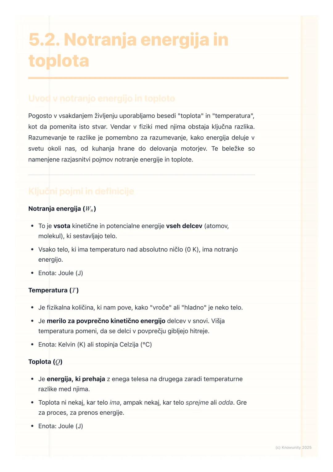 ## 5.2. Notranja energija in
toplota

Uvod v notranjo energijo in toploto

Pogosto v vsakdanjem življenju uporabljamo besedi "toplota" in "t