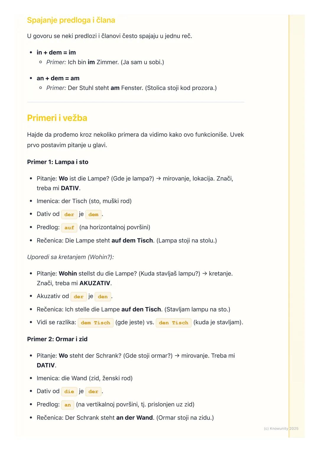 # Gramatika: Predlozi za mesto
(Wo? / Wohin?), Dativ

Uvod u predloge za mesto

U nemačkom jeziku, neki predlozi mogu da odgovaraju na dva r