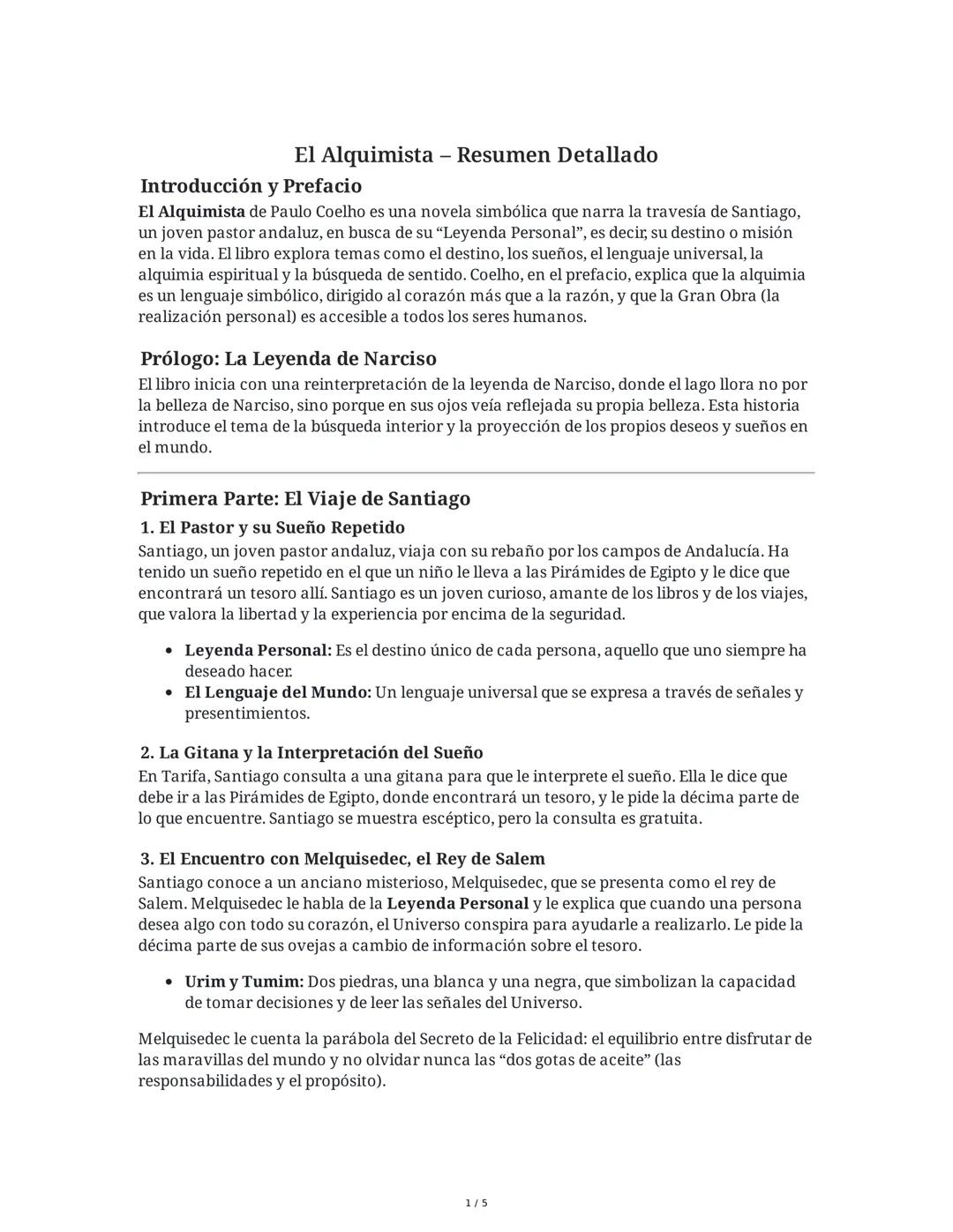 El Alquimista - Resumen Detallado
Introducción y Prefacio
El Alquimista de Paulo Coelho es una novela simbólica que narra la travesía de San