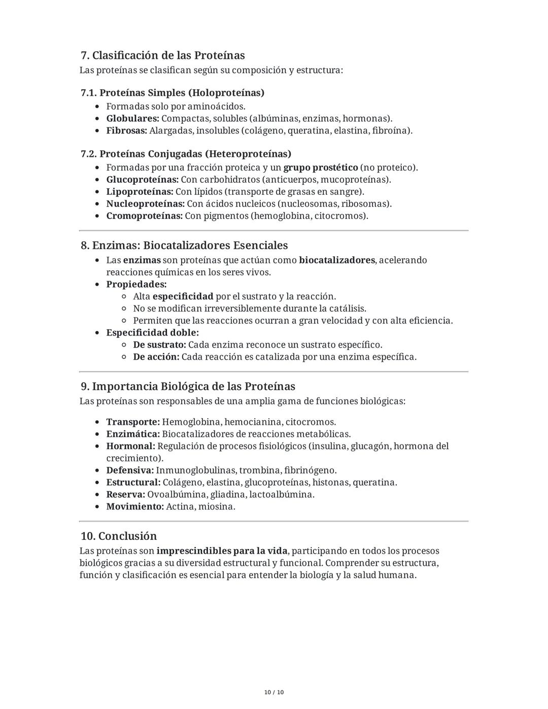 Proteínas: Los Ladrillos de la Vida
Las proteínas son biomoléculas esenciales compuestas por aminoácidos, fundamentales
para la vida y la sa