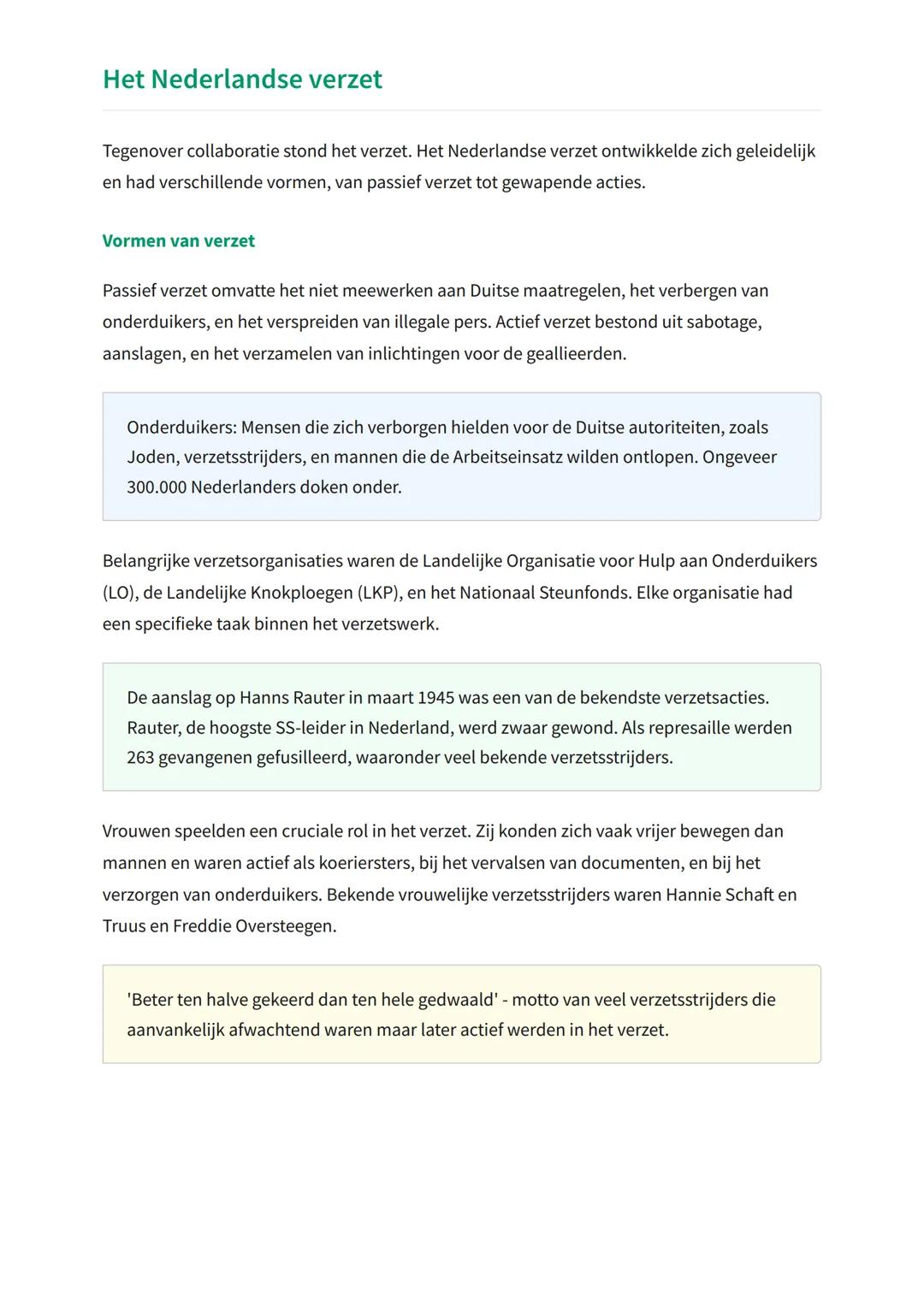 Nederland in de Tweede Wereldoorlog:
bezetting en verzet
De Duitse bezetting van Nederland en het Nederlandse verzet 1940-1945
Geschiedenis 