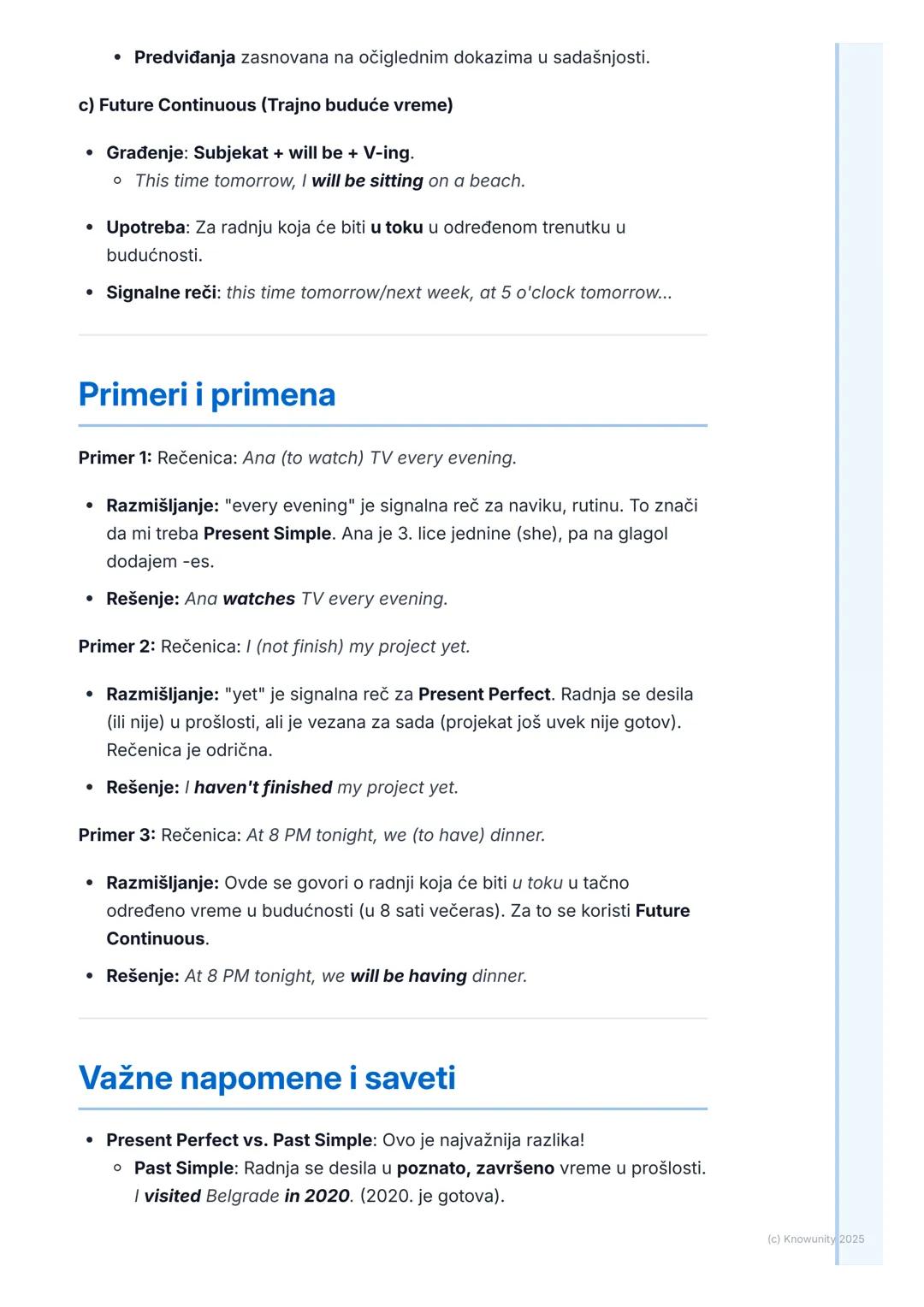 # Vremena (Tenses)

Pregled vremena

Vremena u engleskom jeziku nam pokazuju kada se neka radnja dešava.
Važno je da ih dobro razumem da bih