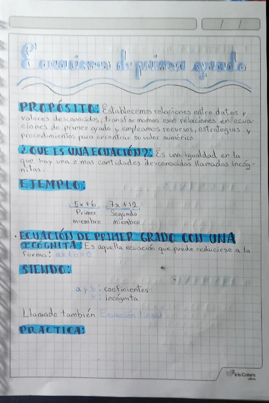 PROPÓSITO: Establecemos relaciones entre datos y
valores desconocidos, transformamos esas relaciones en ecua
ciones de primer grado y emplea