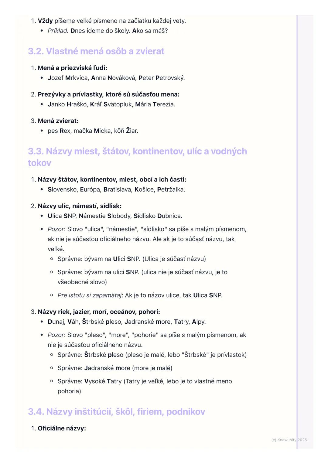 # Pravopis veľkých písmen

1. Prehľad pravopisu veľkých písmen

Ahojte! Dnes si zopakujeme a naučíme sa, kedy píšeme veľké písmená. Je to
ve