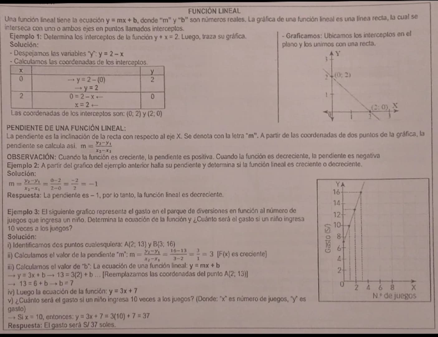 FUNCIÓN LINEAL
Una función lineal tiene la ecuación y = mx + b, donde "m" y "b" son números reales. La gràfica de una función lineal es una 