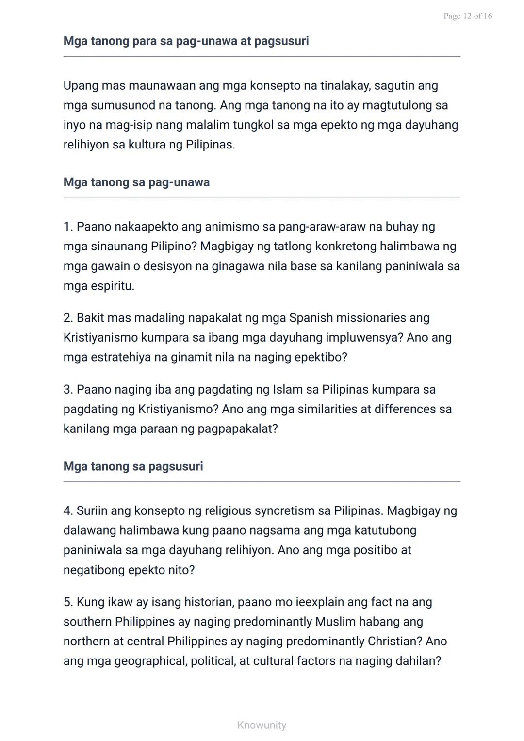 Mga Katutubong Paniniwala at Paglaganap ng Kristiyanismo at Islam
Pag-aaral sa mga sinaunang paniniwala at
pagdating ng mga relihiyon
Mga La