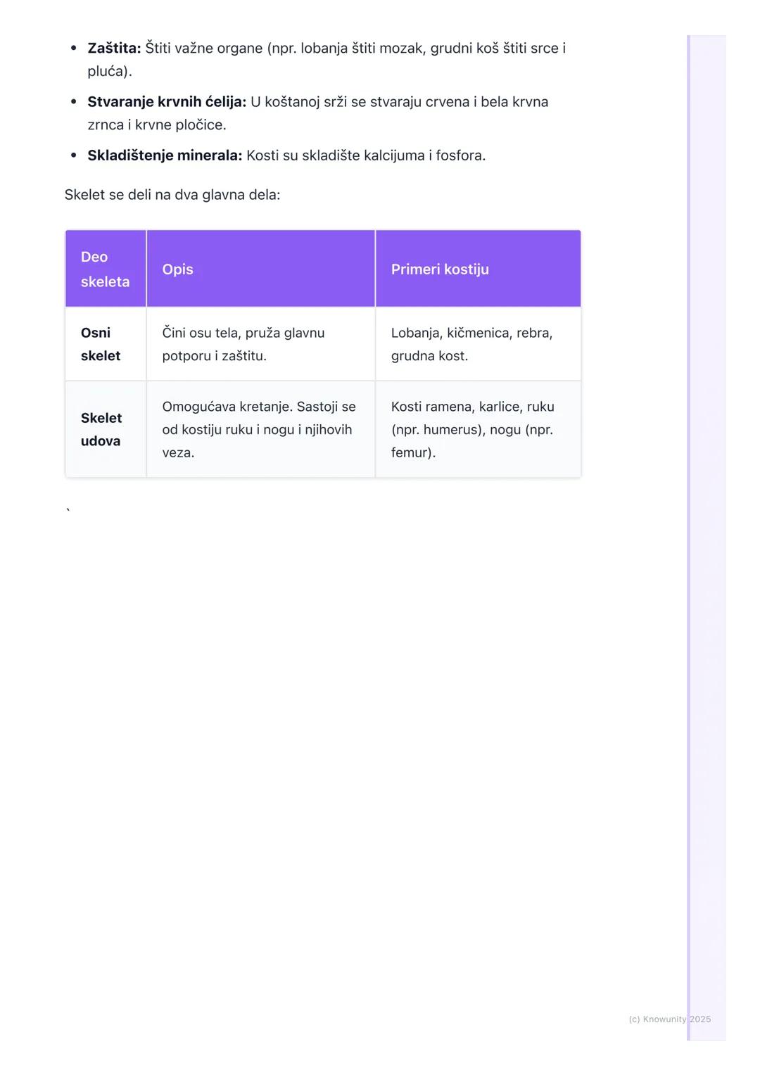 # Sistem za kretanje

Uvod u sistem za kretanje

Sistem za kretanje nam omogućava da se krećemo, daje potporu telu i štiti
unutrašnje organe