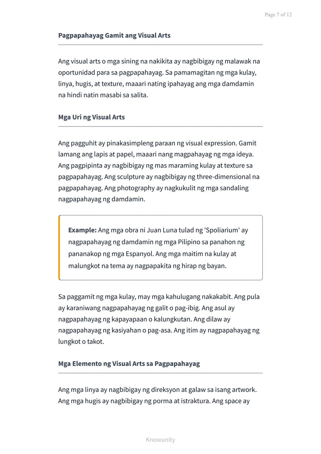 Pagpapahayag ng Sarili sa Pamamagitan ng Musika, Sining, at
Sayaw
Pag-aaral ng pagpapahalaga at pagpapahayag ng
sarili sa sining
Mga Layunin