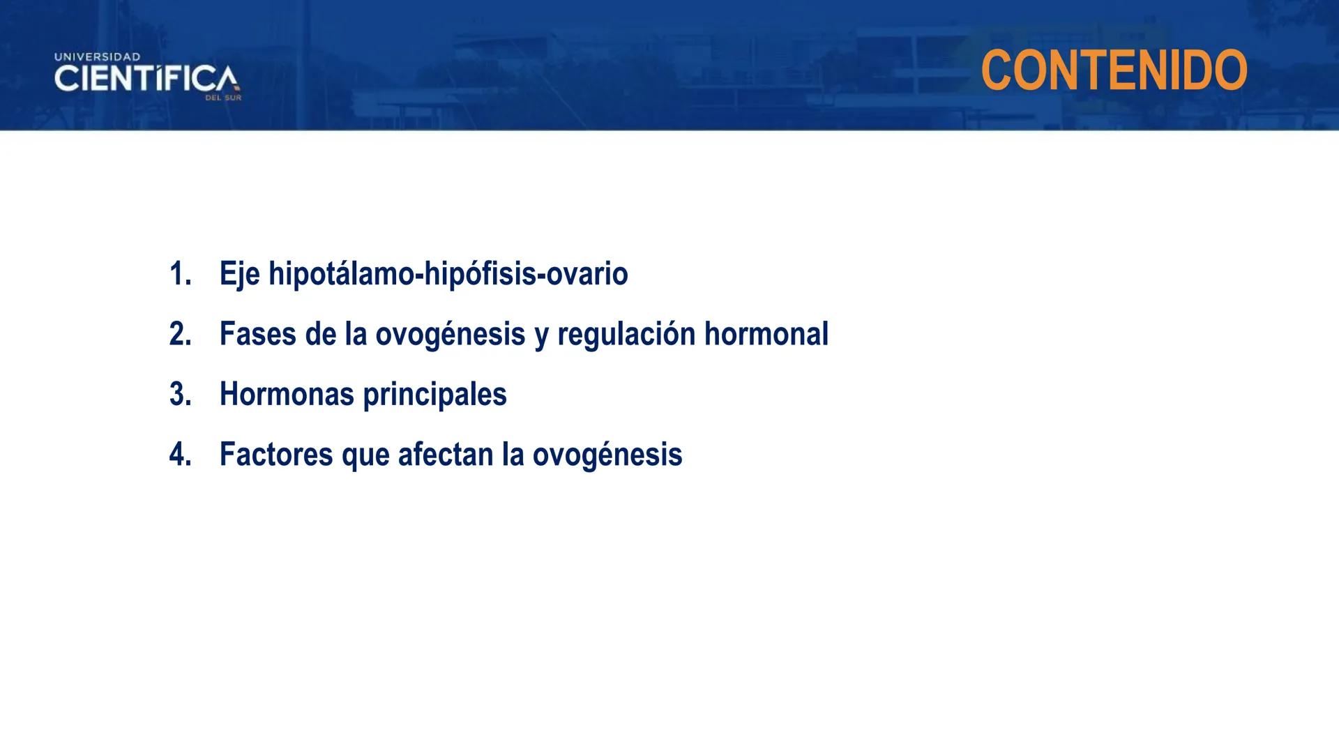UNIVERSIDAD
CIENTÍFICA
DEL SUR
MEJORAS TÚ, MEJORA EL MUNDO.
REGULACIÓN HORMONAL DE LA OVOGÉNESIS
MORFOFISIOLOGÍA II- SEM 15
EQUIPO DE MORFOF