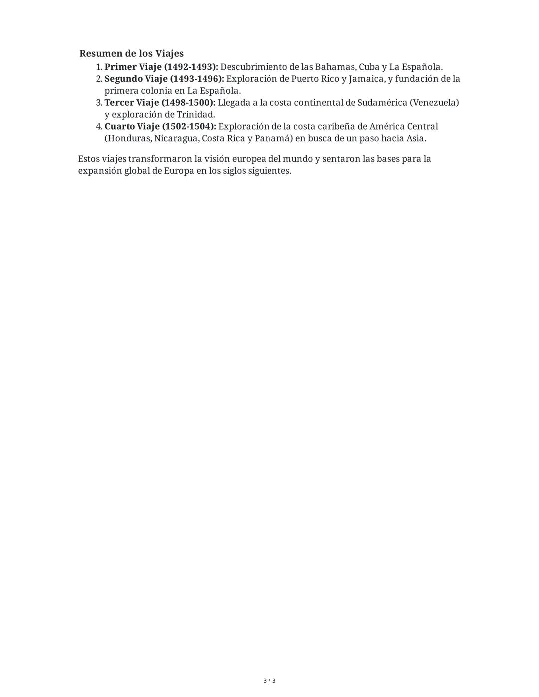 Resumen: Los Cuatro Viajes de Cristóbal Colón
Cristóbal Colón realizó cuatro viajes a América bajo el patrocinio de la Corona de Castilla,
m