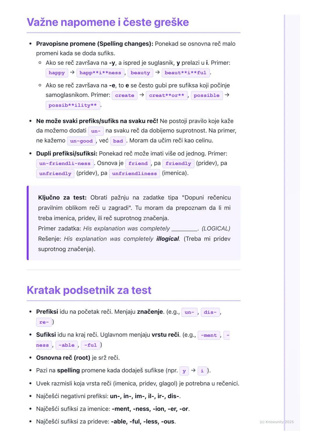 # Tvorba reči (Word Formation)
- Prefiksi i sufiksi

Uvod u tvorbu reči

Tvorba reči (Word Formation) je proces stvaranja novih reči od post