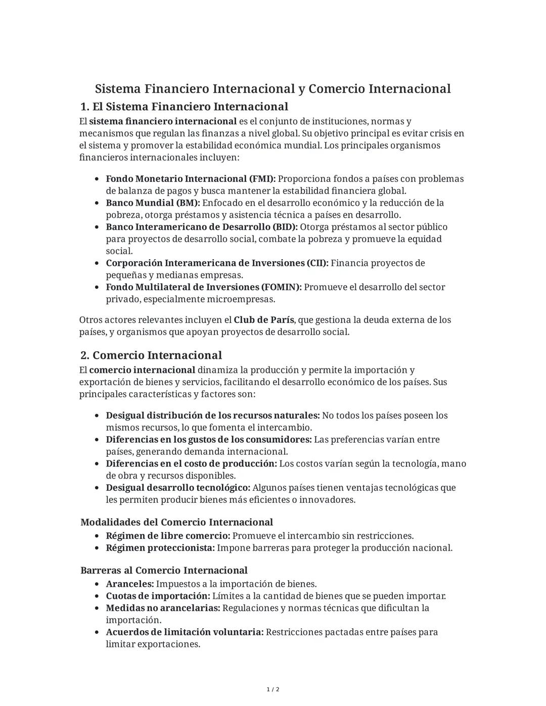 Sistema Financiero Internacional y Comercio Internacional
1. El Sistema Financiero Internacional
El sistema financiero internacional es el c