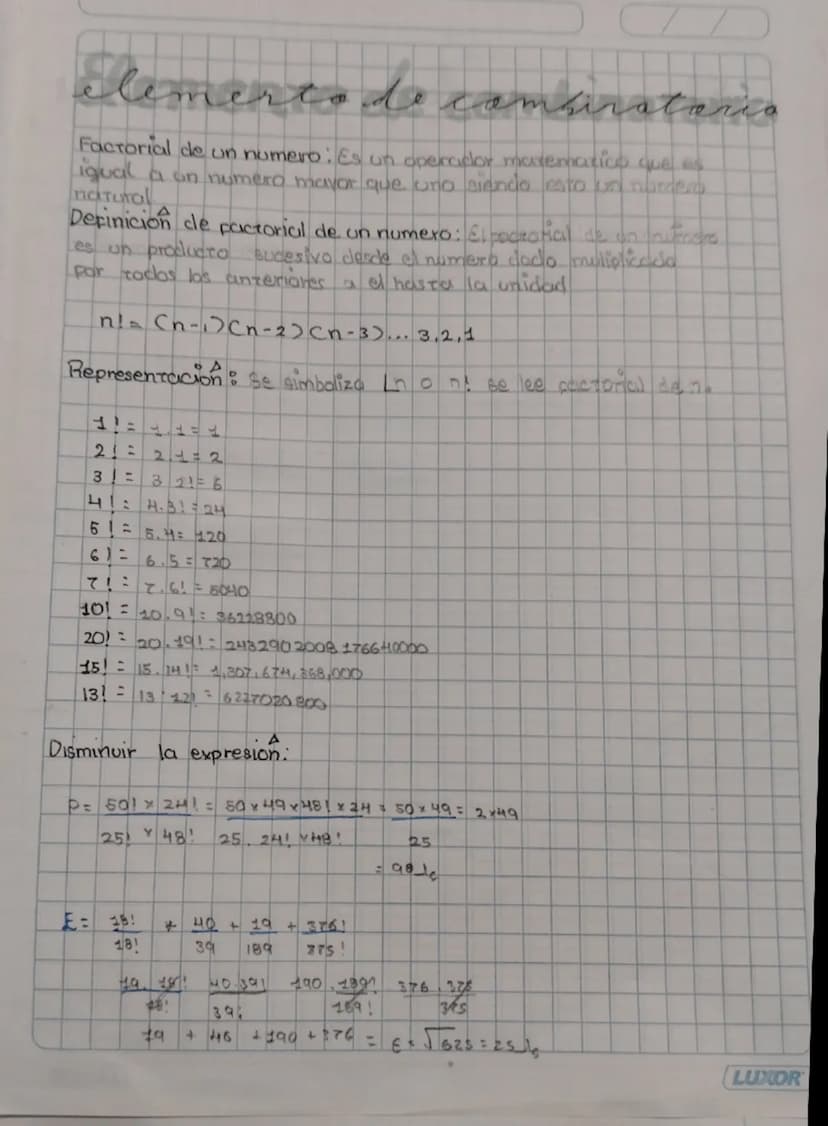 elemercade cameratasia
Factorial de un numero: Es un operador matematico que es
igual a un numero mayor que uno siendo esto un numero
natura