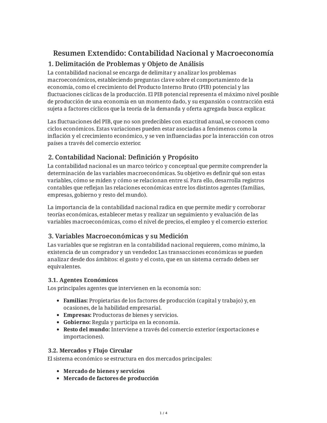 Resumen Extendido: Contabilidad Nacional y Macroeconomía
1. Delimitación de Problemas y Objeto de Análisis
La contabilidad nacional se encar