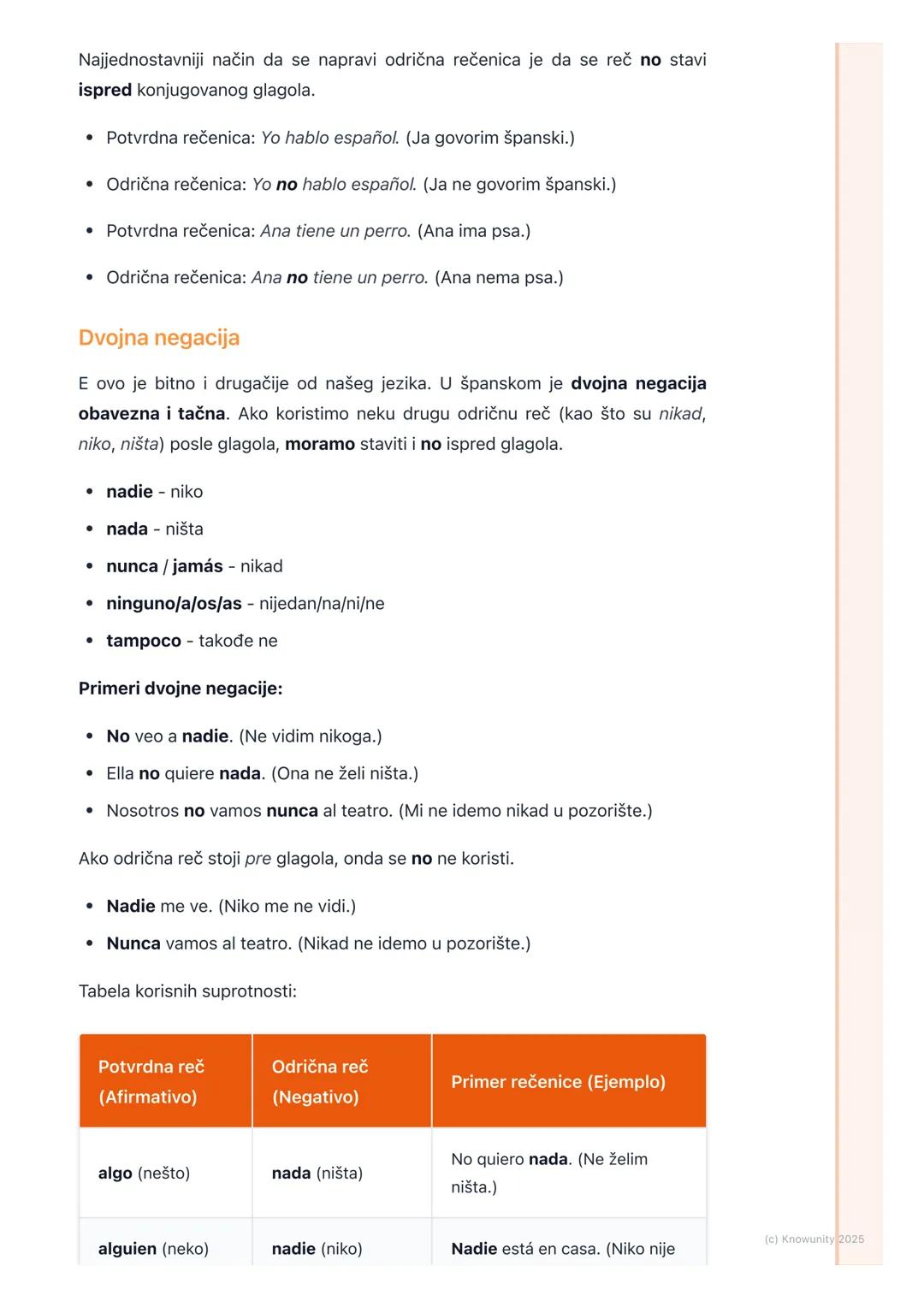 # Pitanja i negacije

Uvodni pregled: Pitanja i negacije

Ovo je osnova za svaki razgovor na španskom. Bez ovoga ne mogu ni da pitam
nešto, 