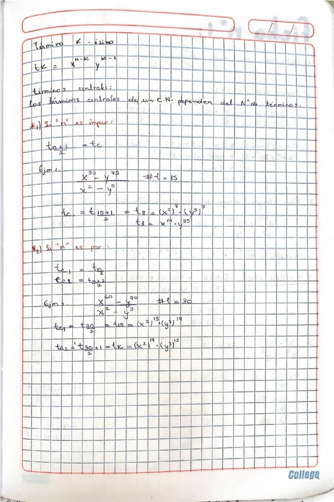 cuer
# cocientes
# notables
Es una división algebraica binomial exacta que presents la
sgte. formas:

Para que sea cociente notable tendrá q