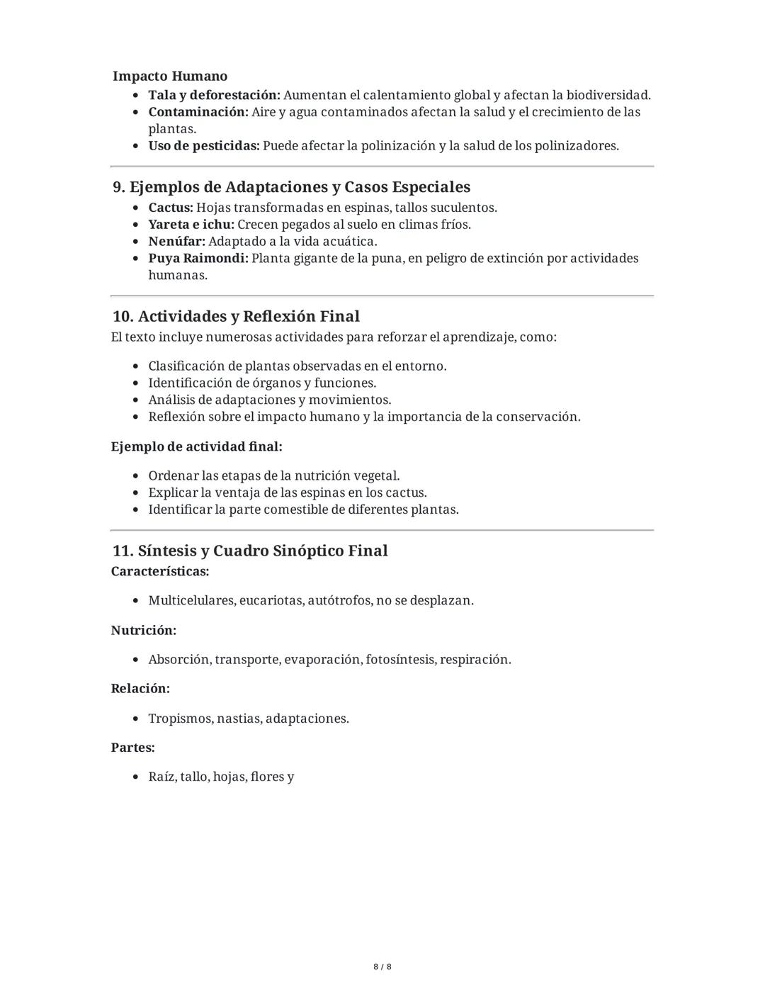 # Resumen Extendido: El Reino Plantae

1. Introducción y Objetivos de Aprendizaje

El contenido aborda el estudio integral del reino Plantae