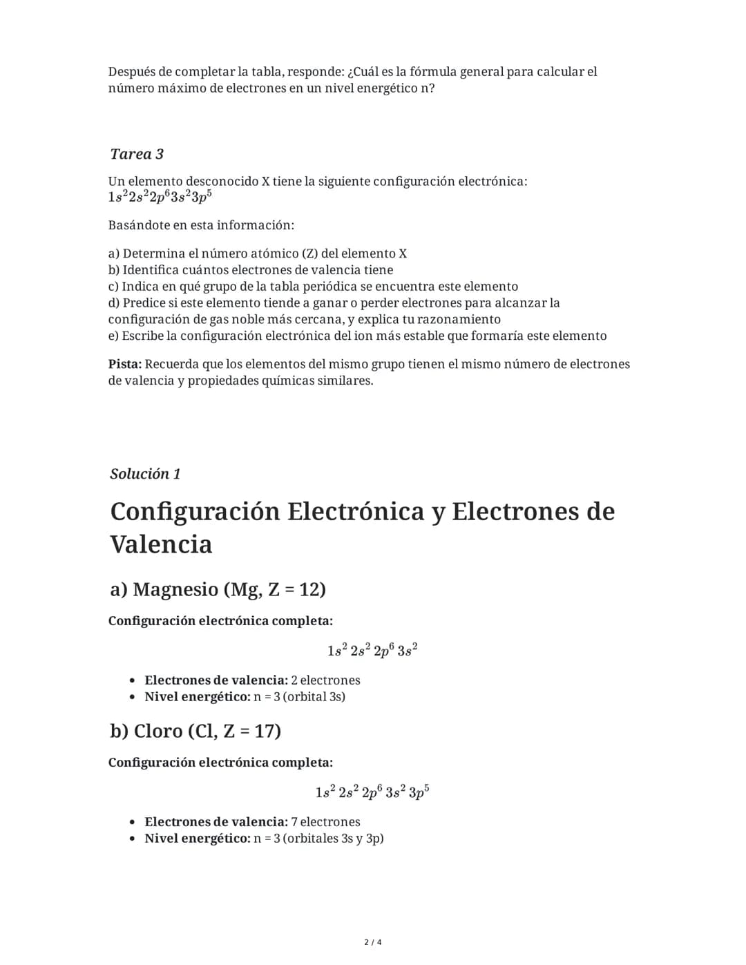 2 June 2025
Configuración Electrónica y Tabla Periódica
Tarea 1
Determina la configuración electrónica completa de los siguientes elementos 