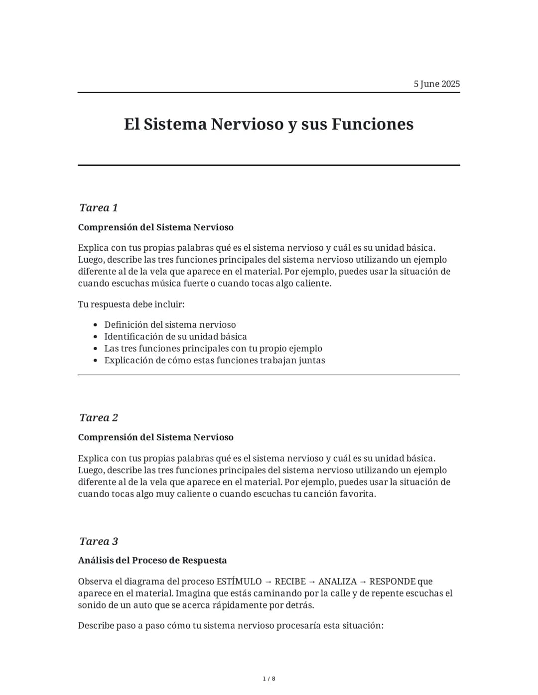El Sistema Nervioso y sus Funciones