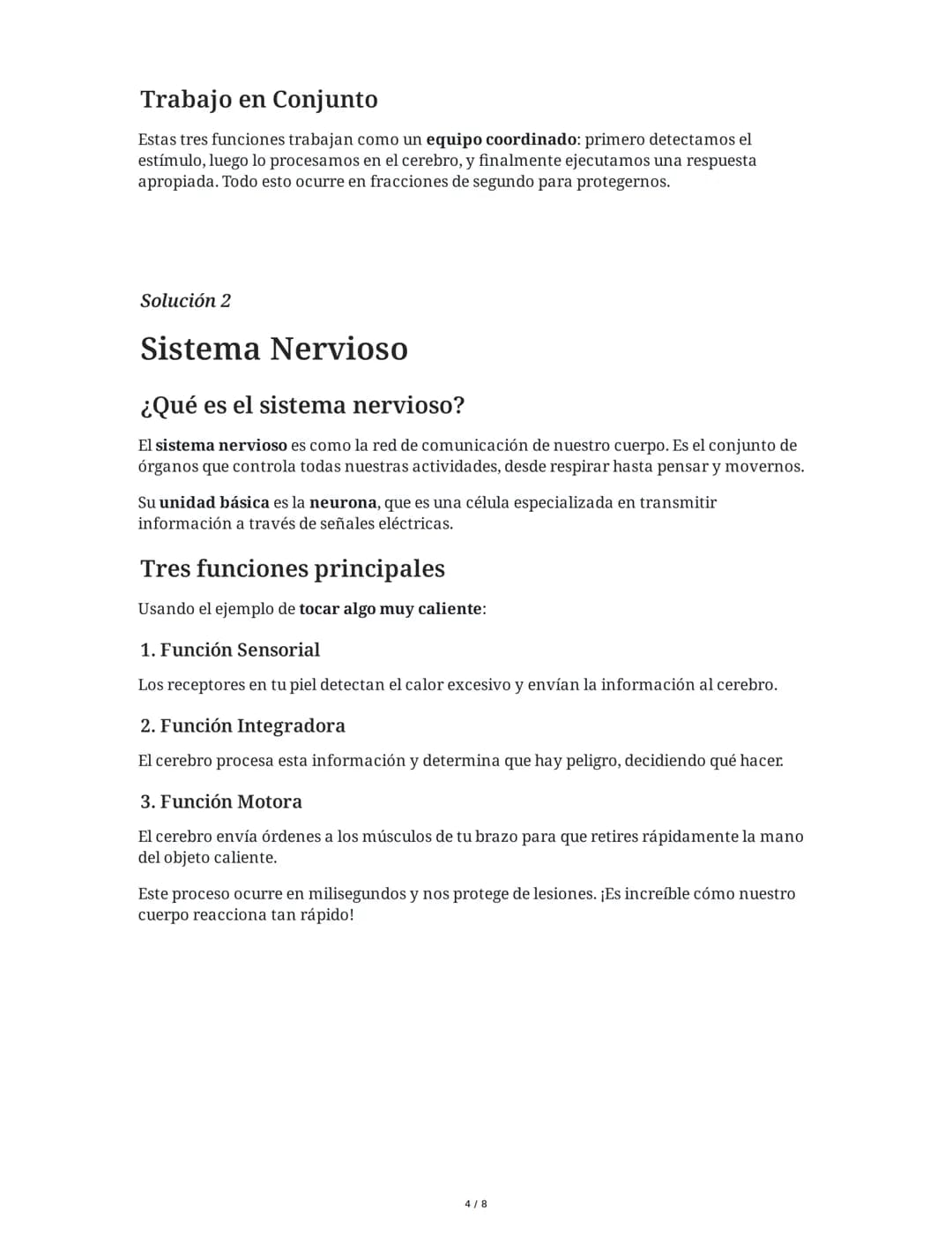 --- OCR Start ---
El Sistema Nervioso y sus Funciones
5 June 2025
Tarea 1
Comprensión del Sistema Nervioso
Explica con tus propias palabras 