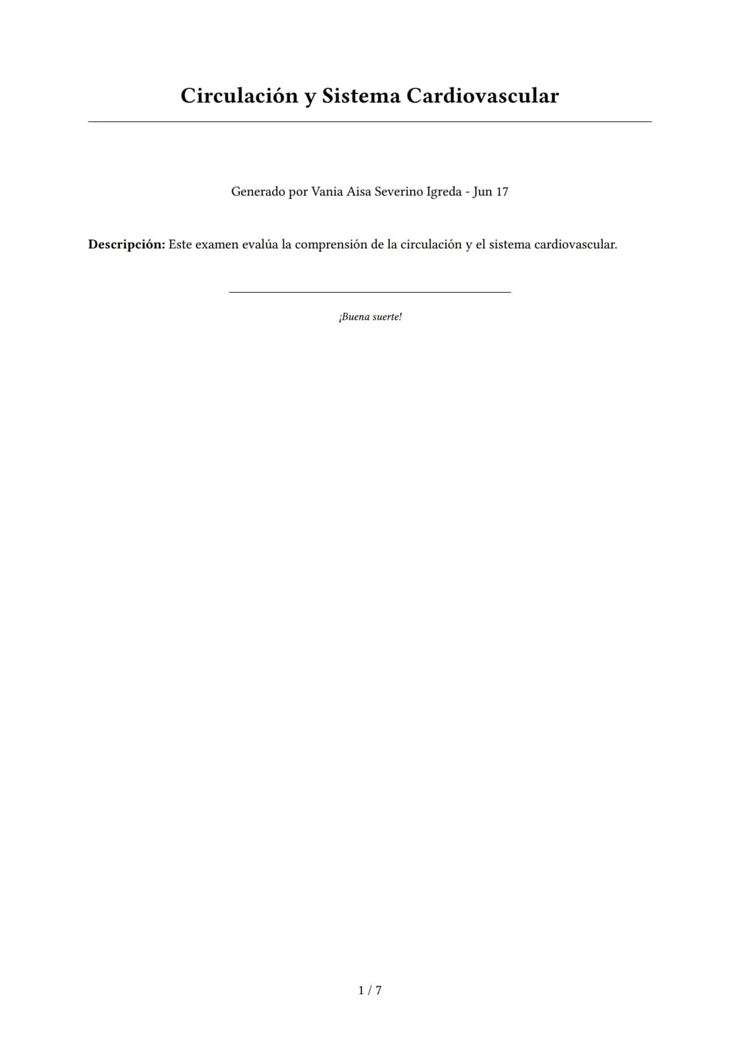 Circulación y Sistema Cardiovascular