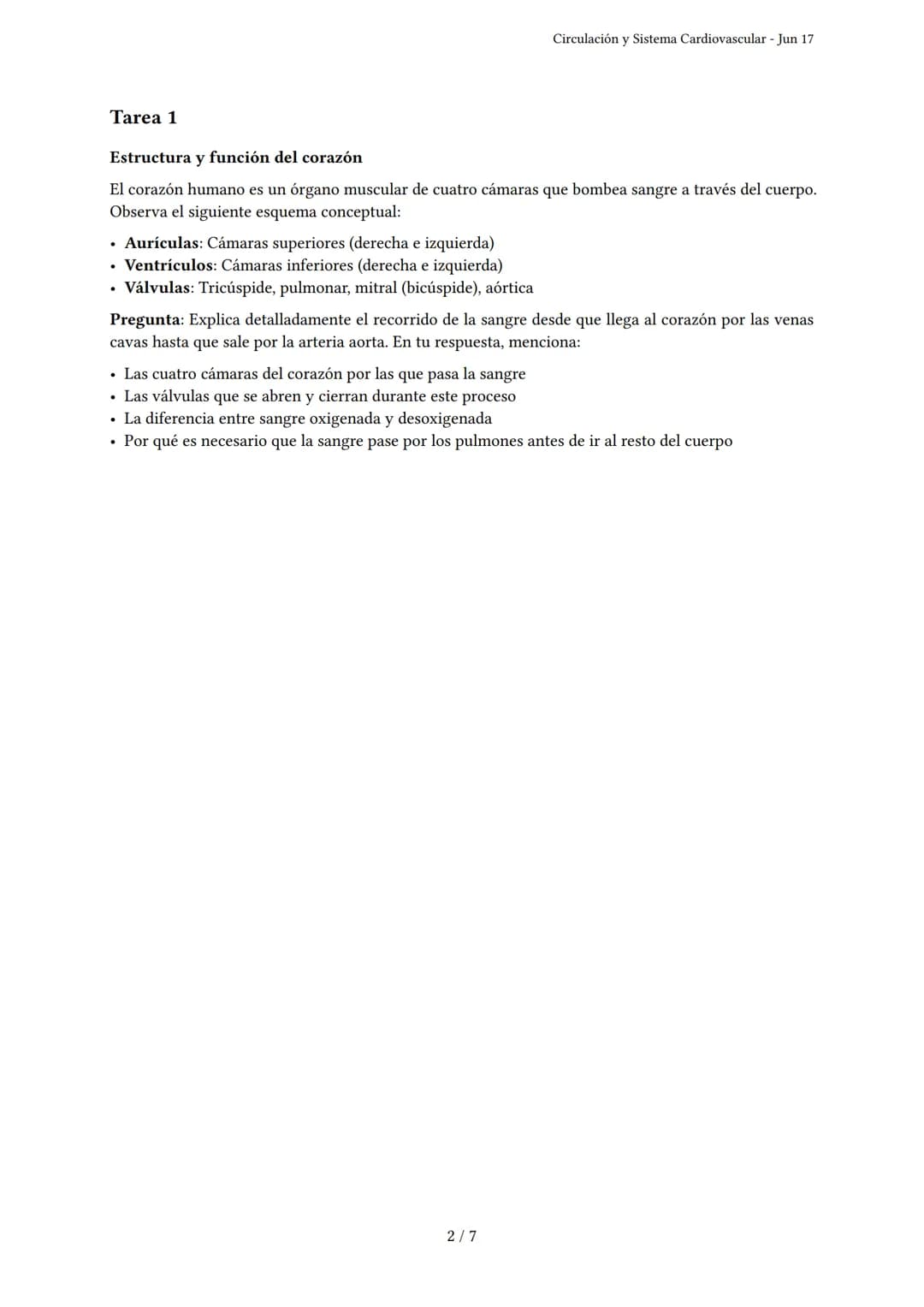 Circulación y Sistema Cardiovascular
Generado por Vania Aisa Severino Igreda - Jun 17
Descripción: Este examen evalúa la comprensión de la c