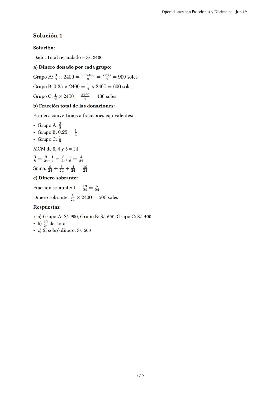 Operaciones con Fracciones y Decimales
Generado por Shirley Calixto - Jun 19
Descripción: Practica problemas de suma, resta, multiplicación 