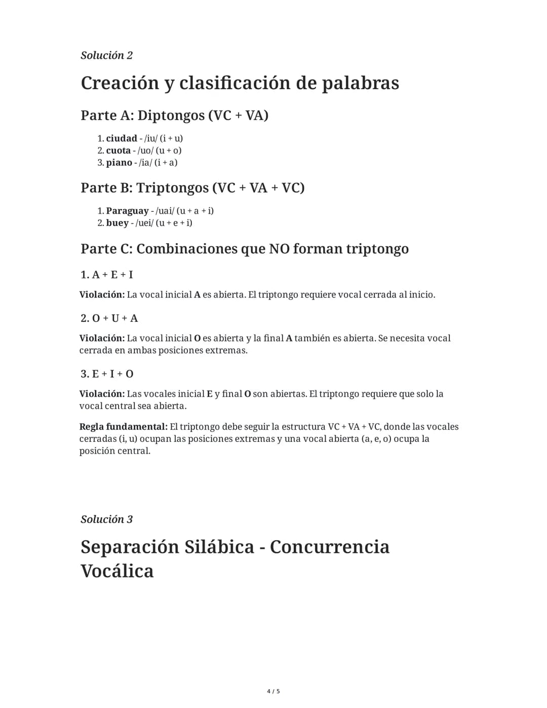 2 June 2025
Concurrencia Vocálica: Diptongos, Triptongos y
Hiatos
Tarea 1
Análisis de concurrencia vocálica
Lee las siguientes palabras y de