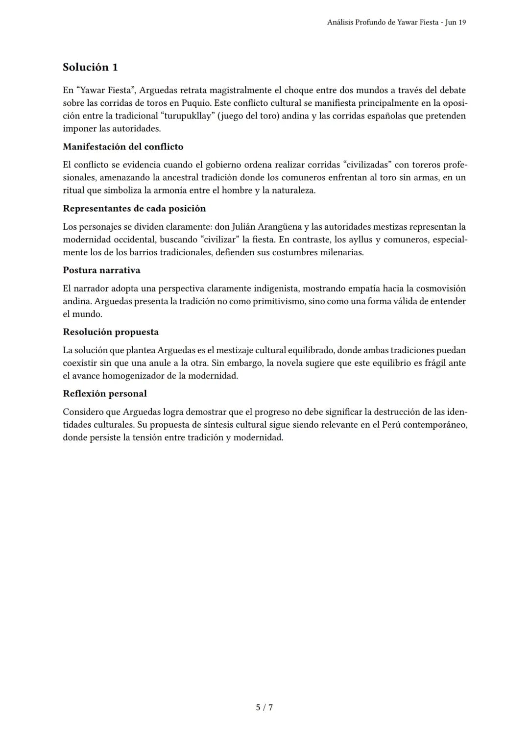 Análisis Profundo de Yawar Fiesta
Generado por Shirley Calixto - Jun 19
Descripción: Análisis de la obra Yawar Fiesta de José María Arguedas