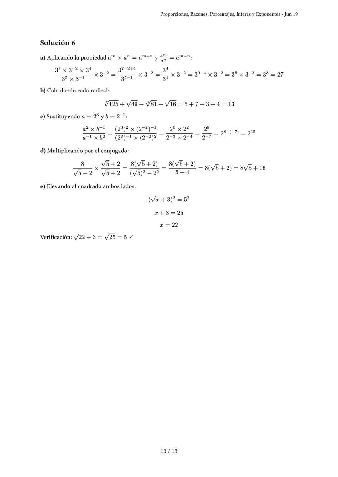 Proporciones, Razones, Porcentajes, Interés y Expo-
nentes
Generado por Claudia Ferrari - Jun 19
Descripción: Este examen evalúa proporcione