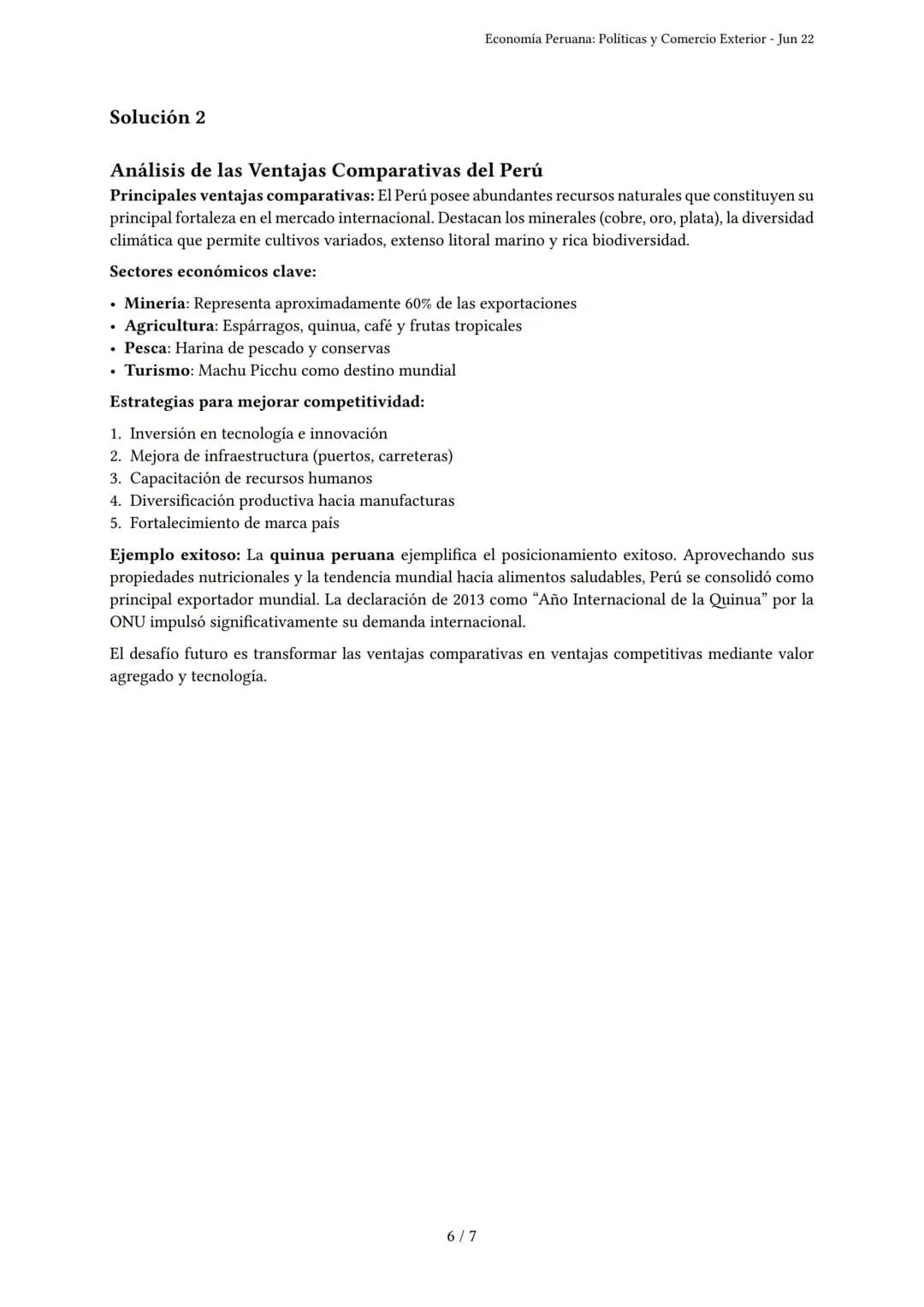 Economía Peruana: Políticas y Comercio Exterior
Generado por Ariana Figueroa Garcia - Jun 22
Descripción: Evalúa políticas, comercio exterio