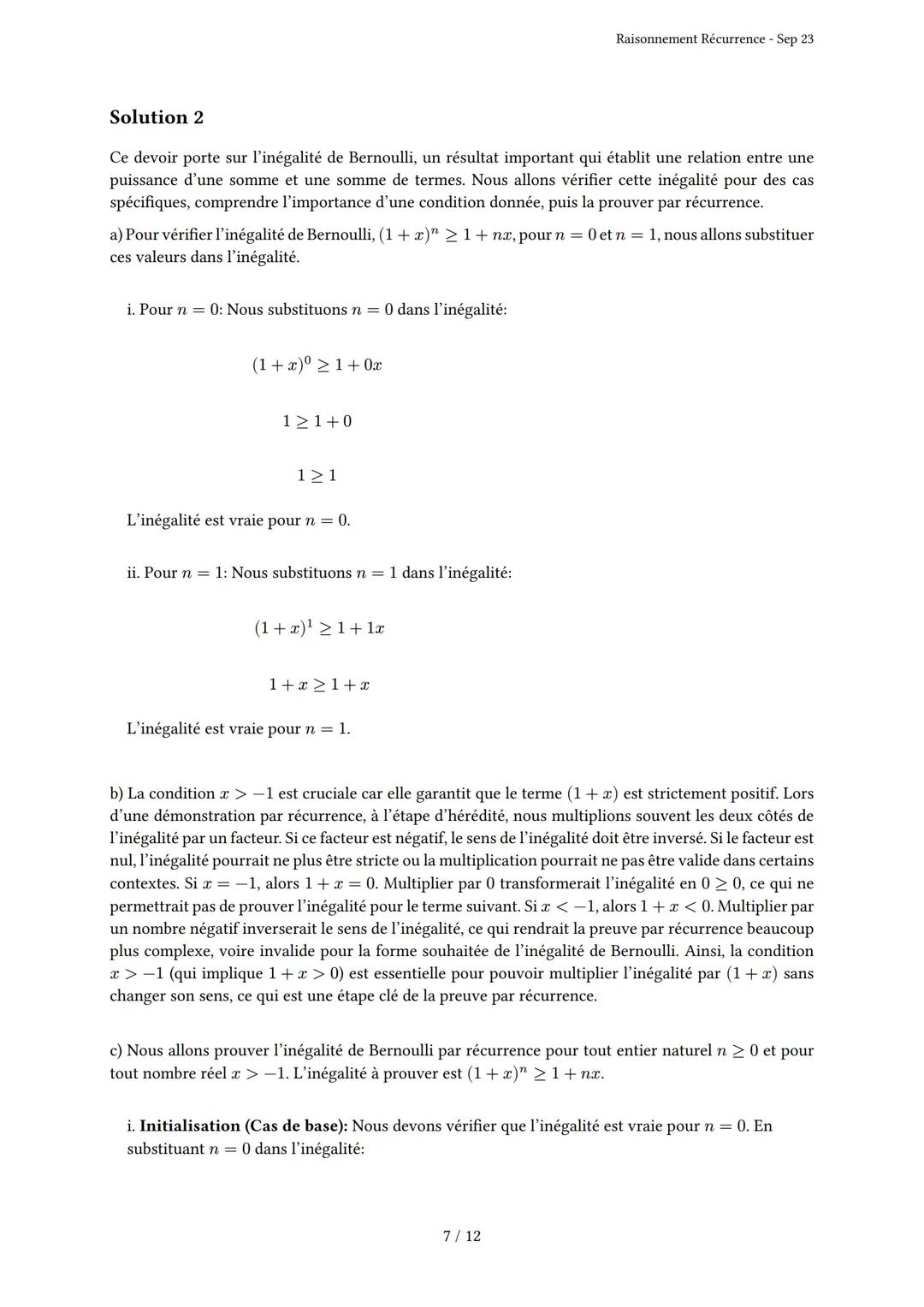 # Raisonnement Récurrence

Généré par Knowunity.fr - Sep 23

Description: Cet examen couvre le principe de récurrence, l'initialisation et l
