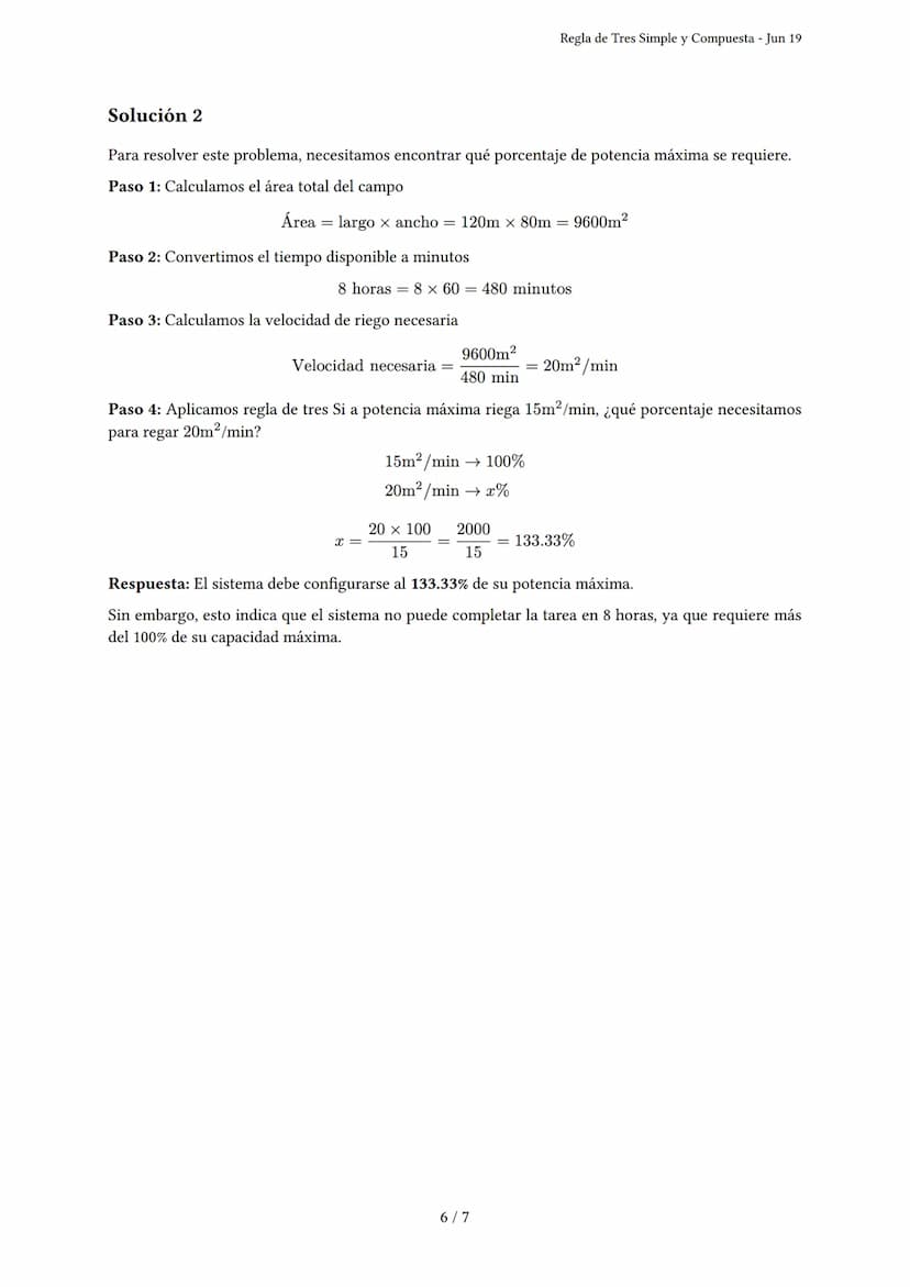 Regla de Tres Simple y Compuesta
Generado por serpy - Jun 19
Descripción: El examen evalúa la aplicación de regla de tres simple y compuesta