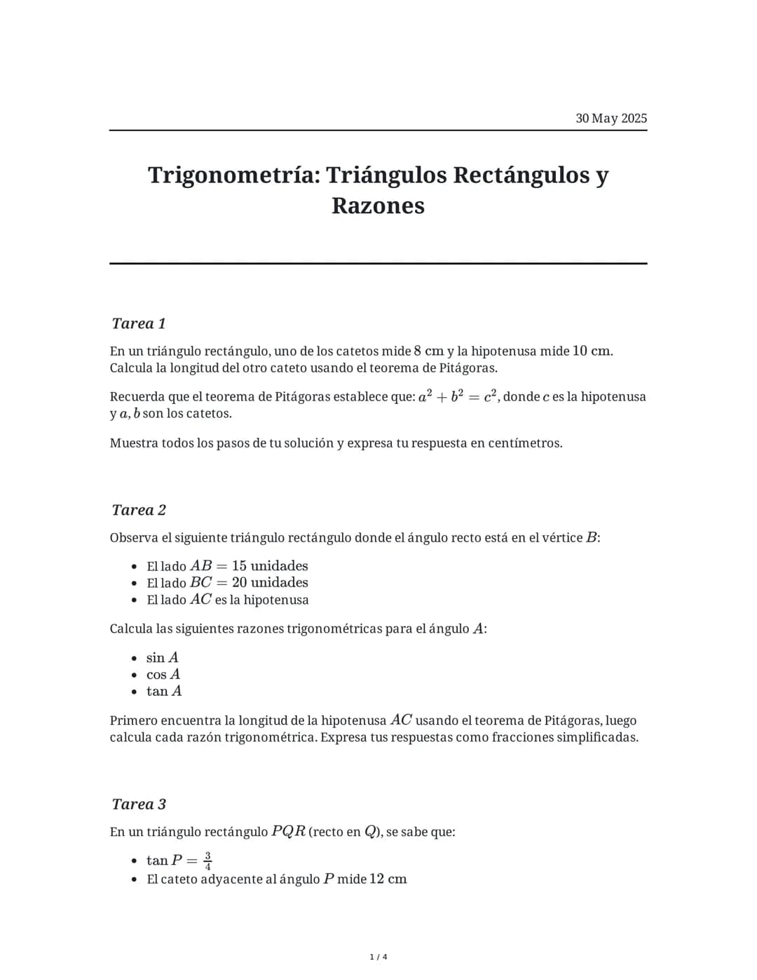 Trigonometría: Triángulos Rectángulos y Razones