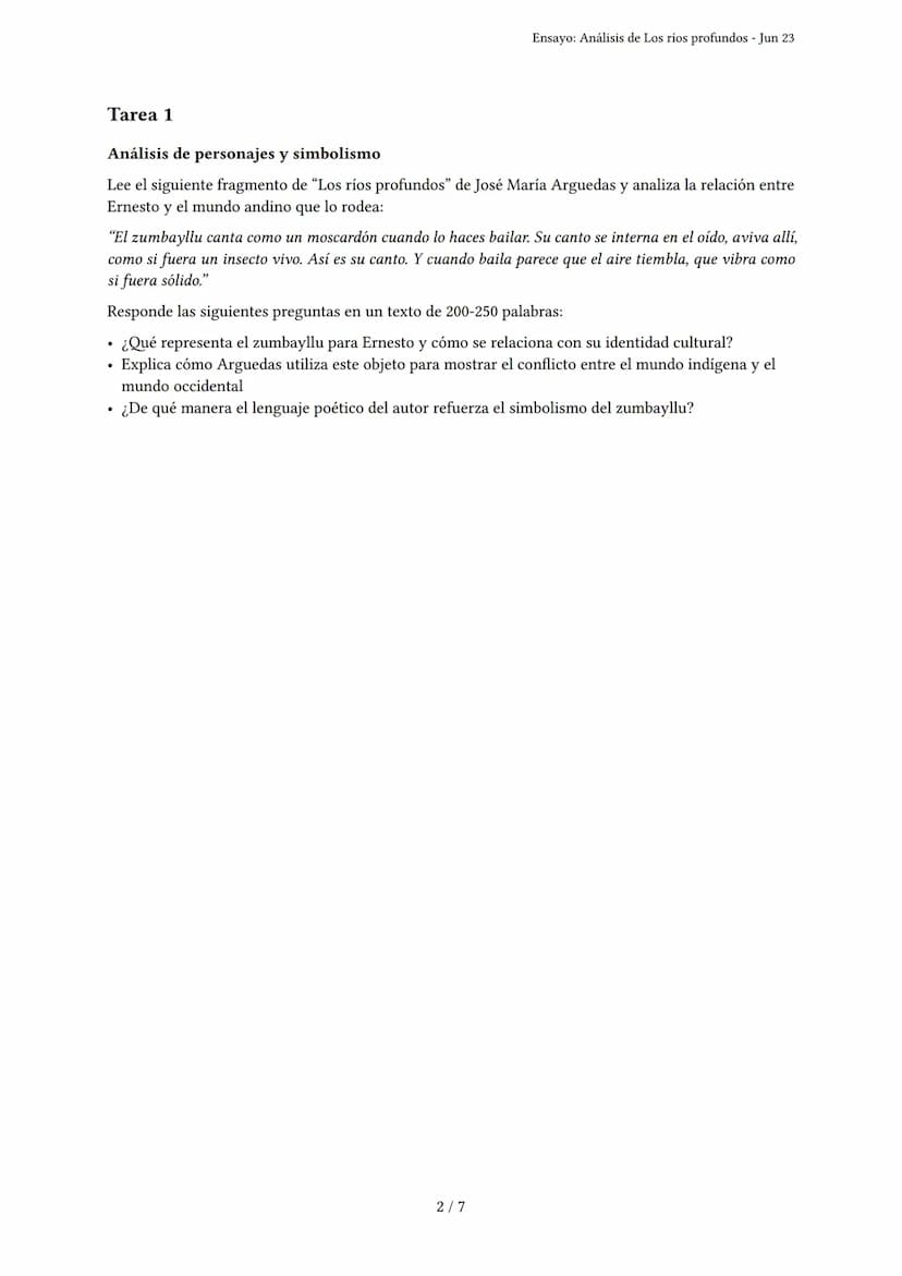 Ensayo: Análisis de Los ríos profundos
Generado por Norys Lizet Hanco Janco - Jun 23
Descripción: Análisis de la obra Los ríos profundos y e