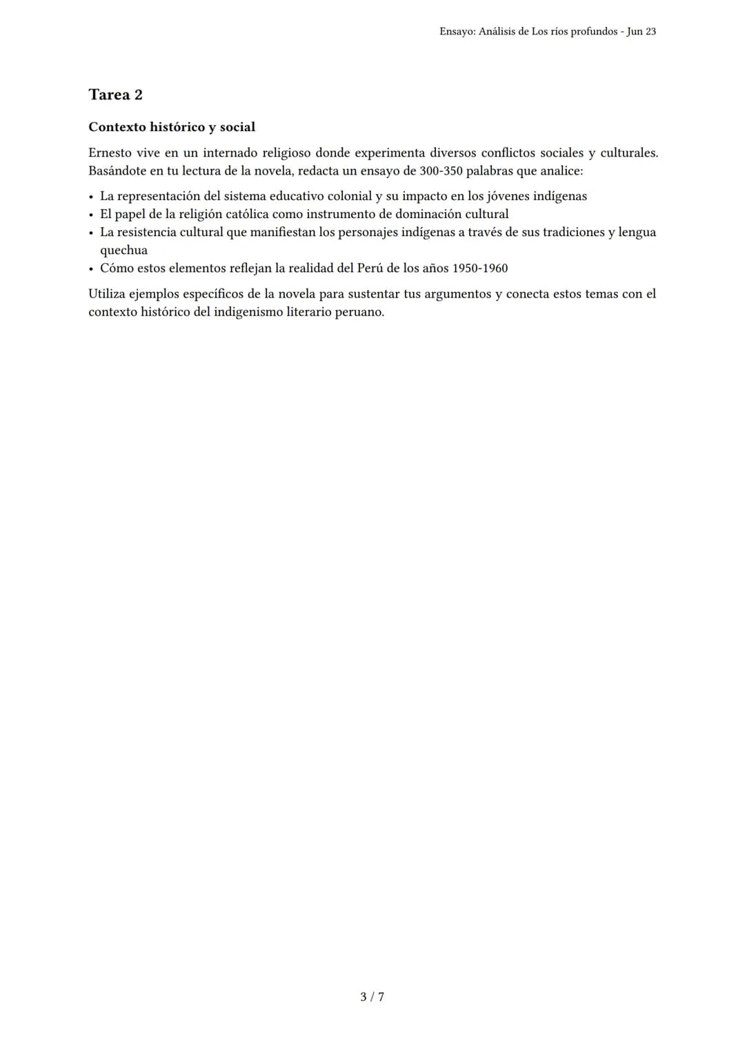 Ensayo: Análisis de Los ríos profundos
Generado por Norys Lizet Hanco Janco - Jun 23
Descripción: Análisis de la obra Los ríos profundos y e