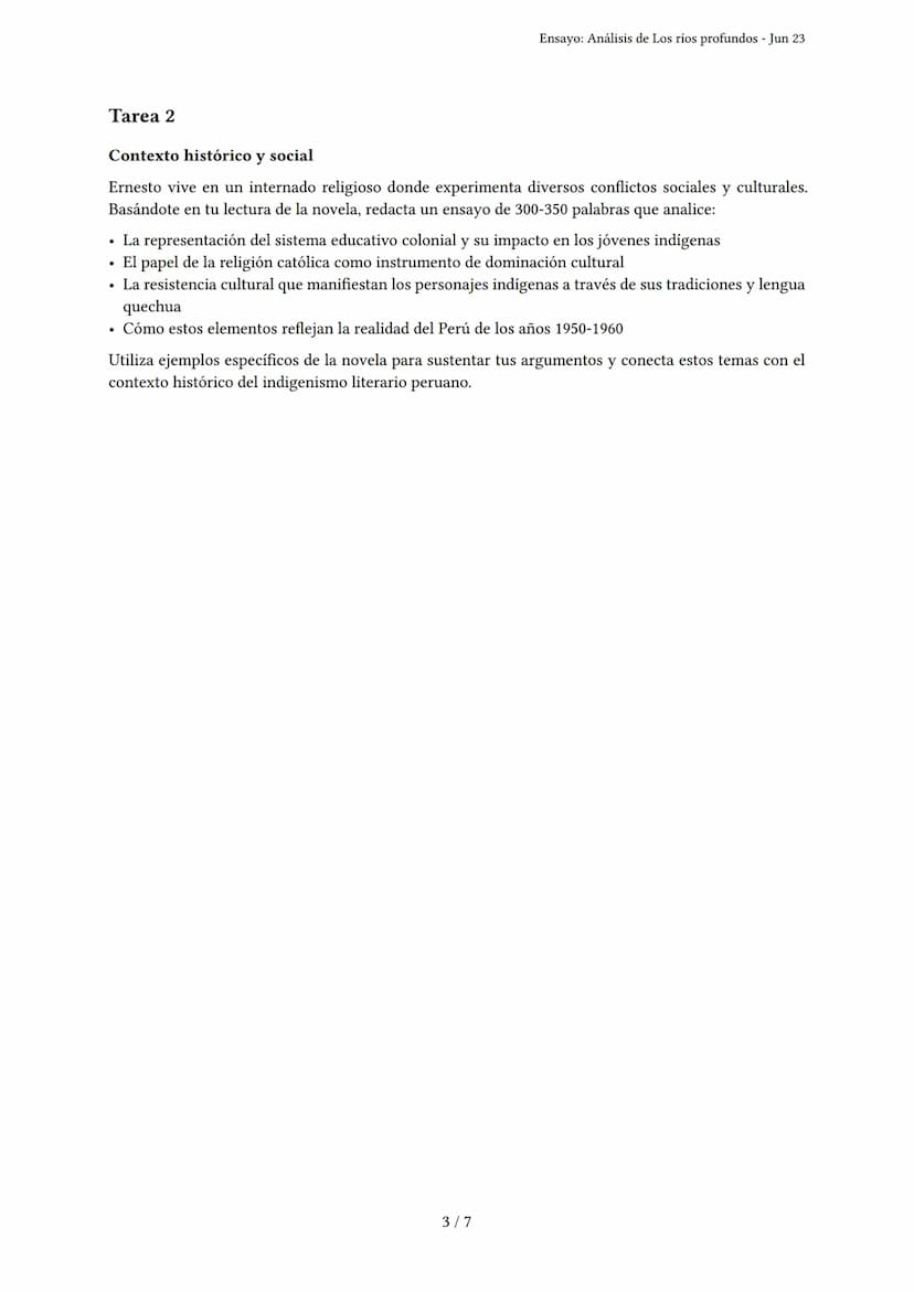 Ensayo: Análisis de Los ríos profundos
Generado por Norys Lizet Hanco Janco - Jun 23
Descripción: Análisis de la obra Los ríos profundos y e