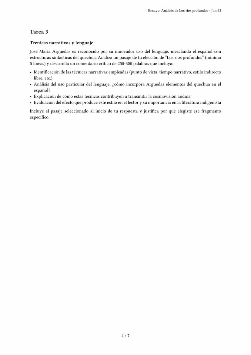 Ensayo: Análisis de Los ríos profundos
Generado por Norys Lizet Hanco Janco - Jun 23
Descripción: Análisis de la obra Los ríos profundos y e