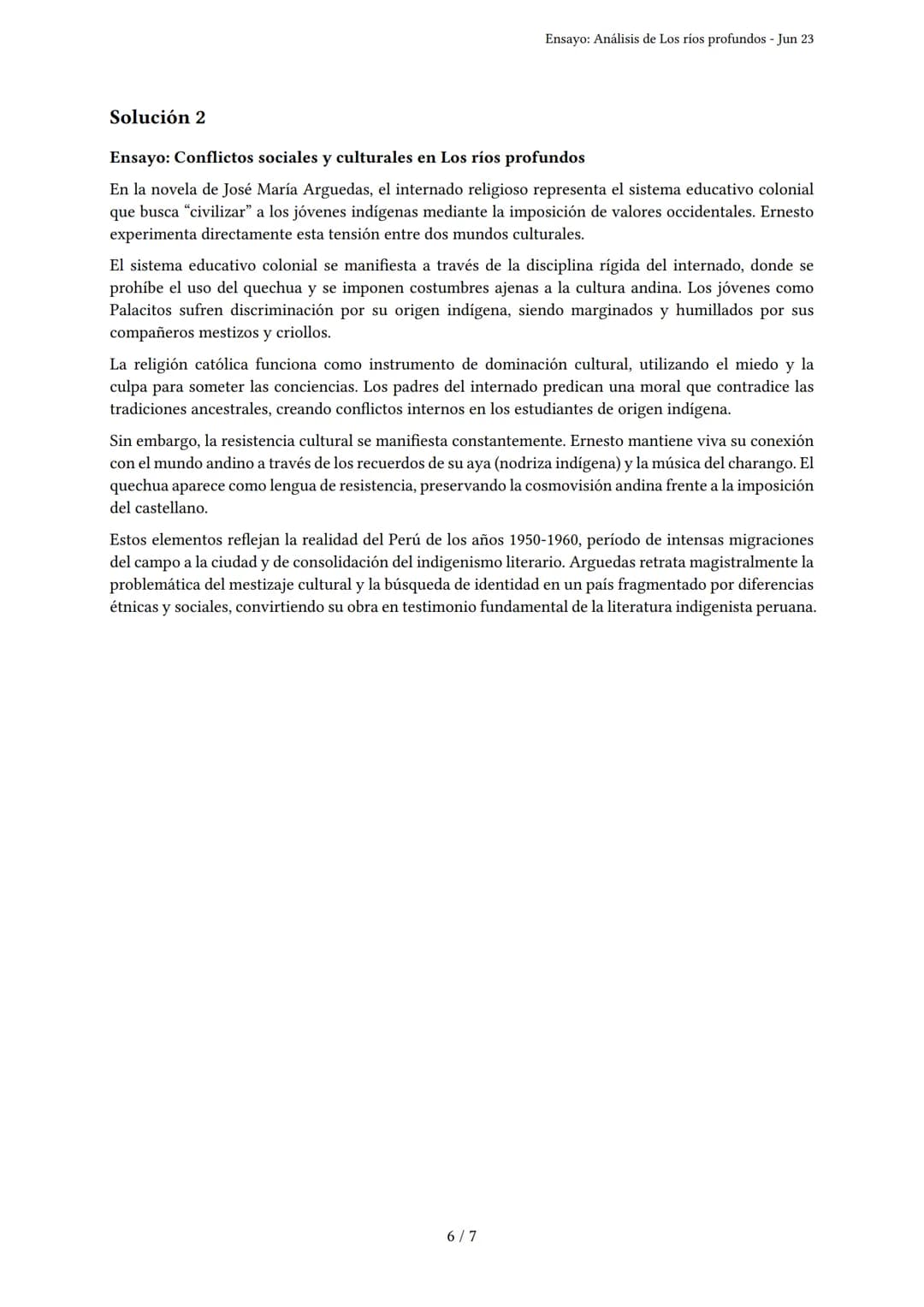 Ensayo: Análisis de Los ríos profundos
Generado por Norys Lizet Hanco Janco - Jun 23
Descripción: Análisis de la obra Los ríos profundos y e