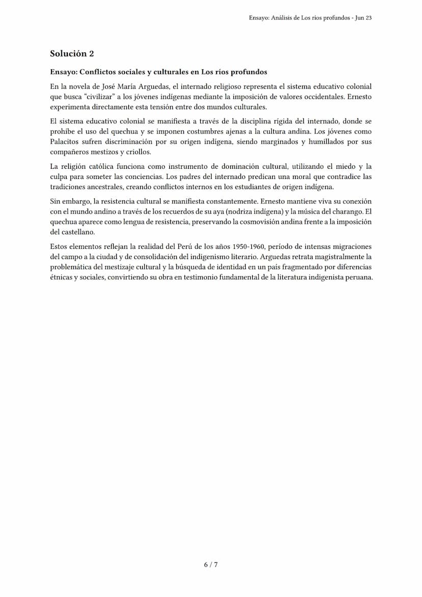 Ensayo: Análisis de Los ríos profundos
Generado por Norys Lizet Hanco Janco - Jun 23
Descripción: Análisis de la obra Los ríos profundos y e