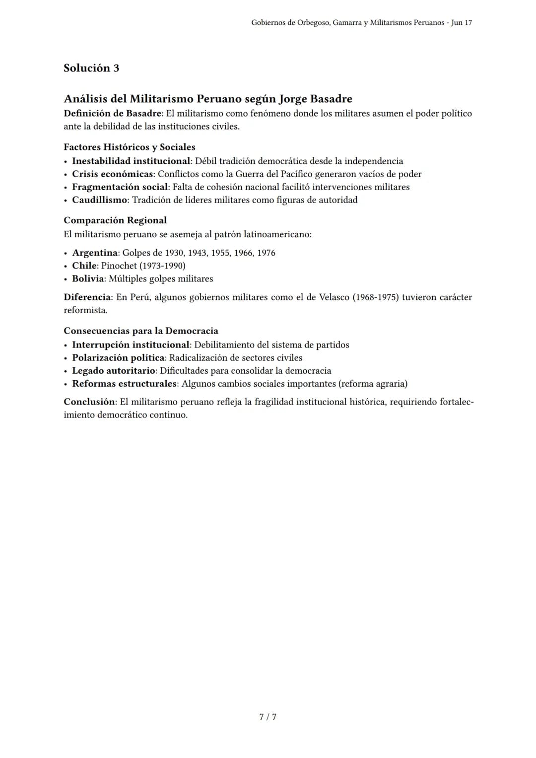 Gobiernos de Orbegoso, Gamarra y Militarismos Peru-

anos
Generado por Pedro Junior Arevalo Callirgos - Jun 17
Descripción: Cubre el gobiern