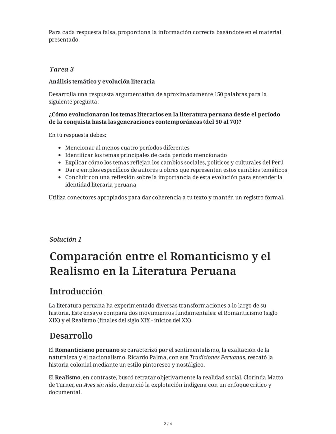 31 May 2025
Literatura Peruana: Periodos, Autores y Obras
Clave
Tarea 1
Análisis de movimientos literarios y sus características
Basándote e