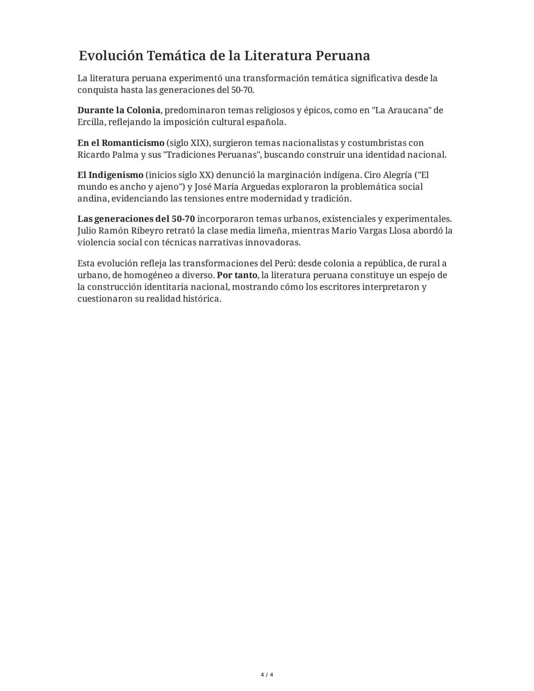 31 May 2025
Literatura Peruana: Periodos, Autores y Obras
Clave
Tarea 1
Análisis de movimientos literarios y sus características
Basándote e